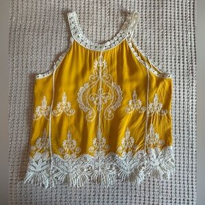 Ultra Pink Yellow and White Lace Tank Top